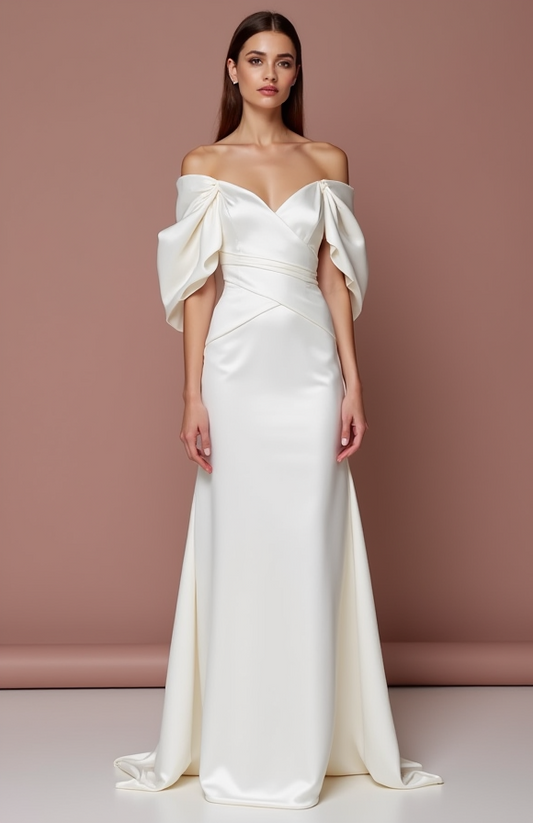 Mermaid White Wedding Dress with a Modern V-neckline for a Sexy Bridal Look