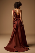 Deep Red Sequin Evening Dress with Long Sleeves and V-Neckline