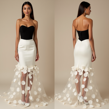 Elegant Mermaid Wedding Dress with Peplum Detail and Sweetheart Neckline

