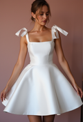 Glamorous White Mini Short Wedding Dress with a Fully Beaded Design for a Sparkling Finish