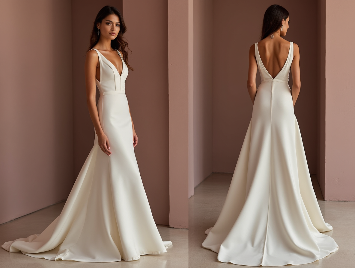 Glamorous White Mermaid Wedding Dress with a Deep Back for a Sexy Statement