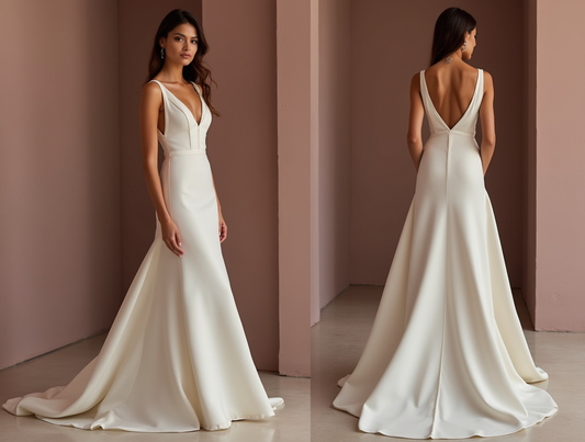 Glamorous White Mermaid Wedding Dress with a Deep Back for a Sexy Statement