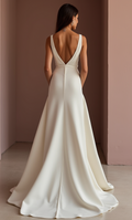 Glamorous White Mermaid Wedding Dress with a Deep Back for a Sexy Statement