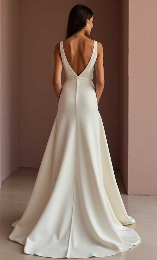 Glamorous White Mermaid Wedding Dress with a Deep Back for a Sexy Statement