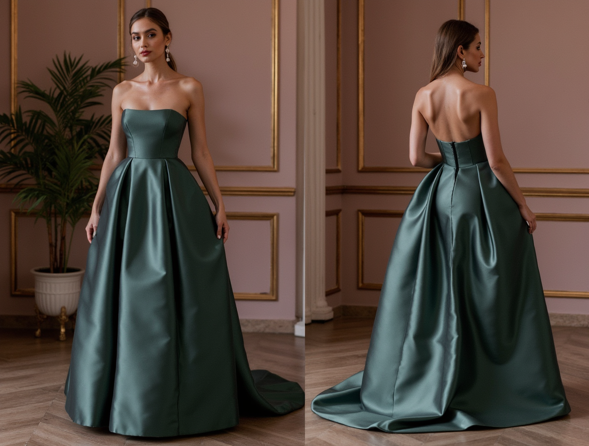 Sophisticated Evening Dress and Prom Gown with a Draped Bodice for an Elegant Touch