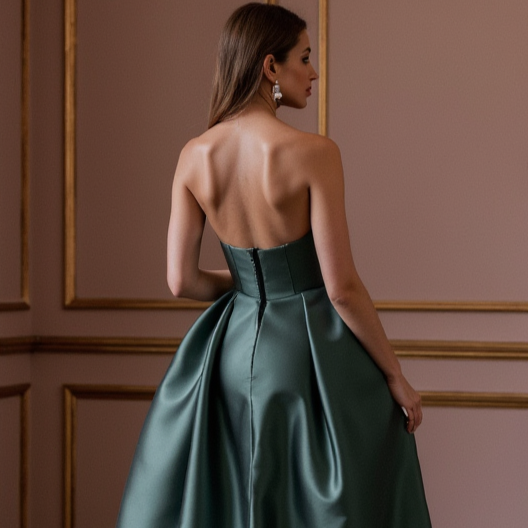 Sophisticated Evening Dress and Prom Gown with a Draped Bodice for an Elegant Touch