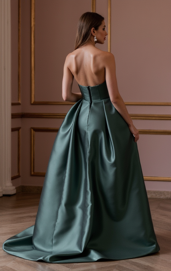 Sophisticated Evening Dress and Prom Gown with a Draped Bodice for an Elegant Touch