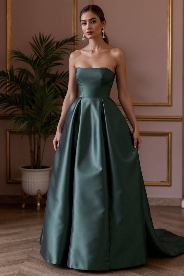 Sophisticated Evening Dress and Prom Gown with a Draped Bodice for an Elegant Touch