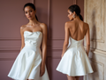 Minimalist Mini Short Wedding Dress with a Clean Silhouette for a Timeless Look