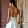 Minimalist Mini Short Wedding Dress with a Clean Silhouette for a Timeless Look