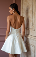 Minimalist Mini Short Wedding Dress with a Clean Silhouette for a Timeless Look