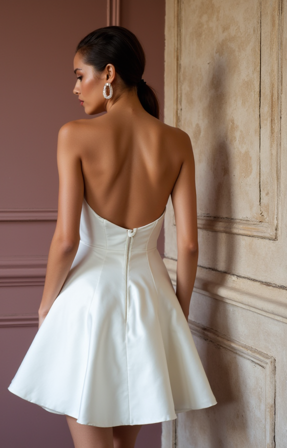 Minimalist Mini Short Wedding Dress with a Clean Silhouette for a Timeless Look