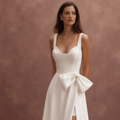 A-Line Bridal Dress with a Deep V-Neck for a Chic and Modern Bride