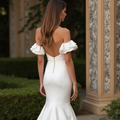 Glamorous White Mermaid Wedding Dress with a Sparkling Crystal Bodice
