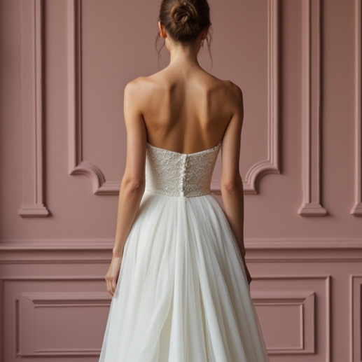 A-Line Wedding Dress with a Long Train for a Grand Bridal Entrance