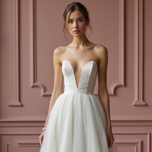 A-Line Wedding Dress with a Long Train for a Grand Bridal Entrance