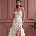 A-Line Wedding Dress with a Pleated Skirt for a Graceful Look