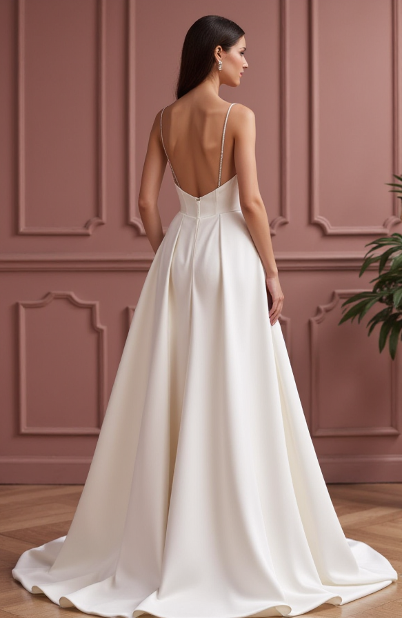 A-Line Wedding Dress with a Pleated Skirt for a Graceful Look