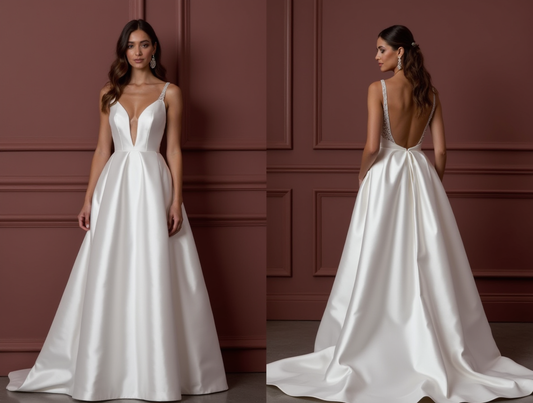 A-Line Wedding Dress with a Long Lace Train for a Dramatic Look