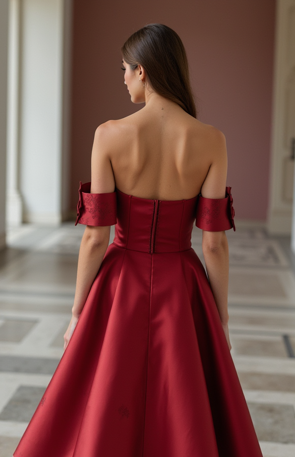 Trendy Red Evening Dress & Prom Dress with Tiered Ruffles and Sparkle Details