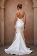 Elegant Satin Wedding Dress with Draped Bodice & Sleek Mermaid Silhouette