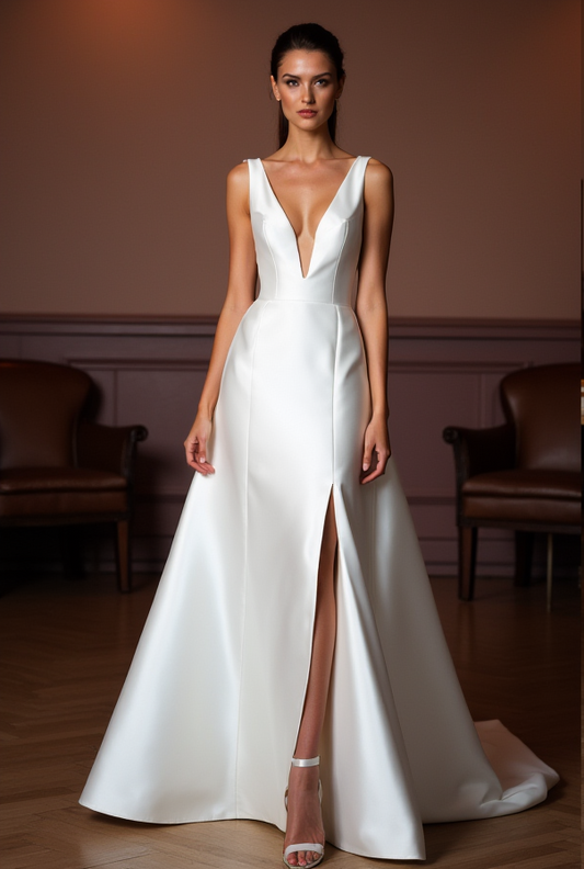 A-Line Wedding Dress with an Empire Waist for a Slimming Effect