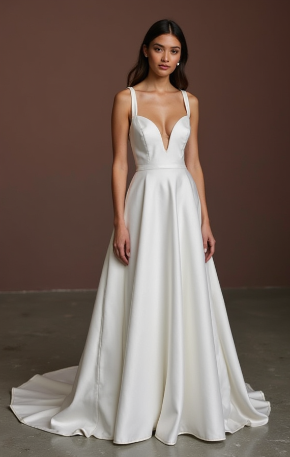 A-Line Wedding Dress with a V-Back for a Subtle Yet Elegant Touch