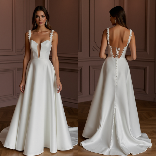 A-Line Wedding Dress with Illusion Sleeves for a Modern Touch