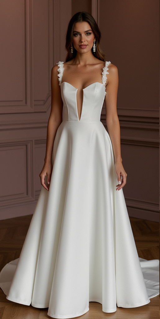 A-Line Wedding Dress with Illusion Sleeves for a Modern Touch