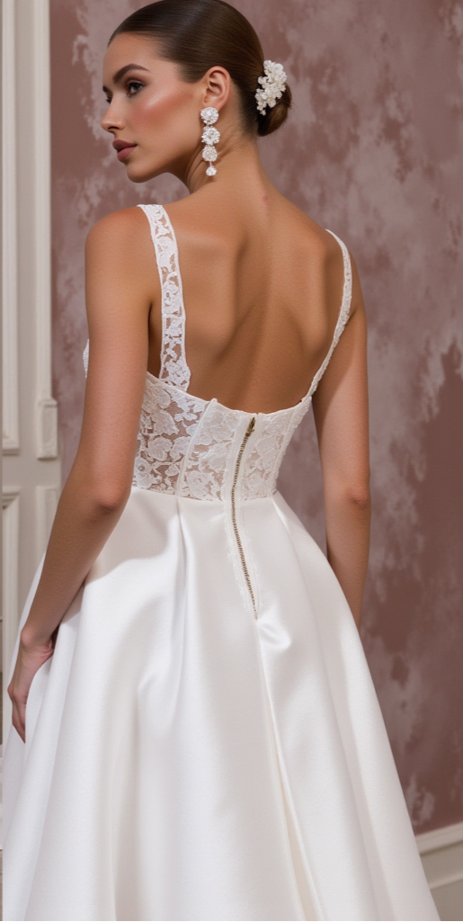 Elegant Satin Ball Gown with Sheer Lace Bodice