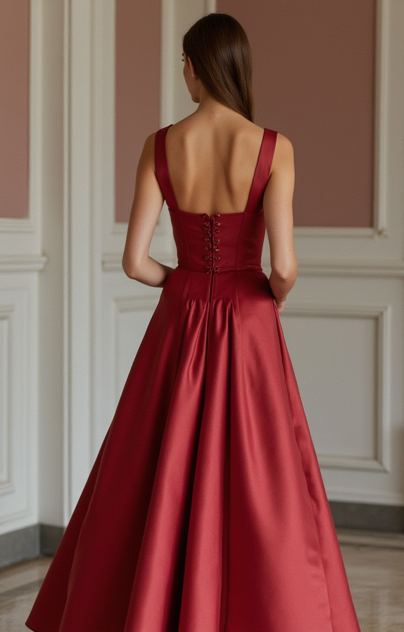 Stunning Red Evening Dress & Prom Dress with Two-Tone Design for a Modern Touch