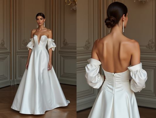 A-Line White Wedding Dress for a Destination Wedding with a Light, Flowing Skirt
