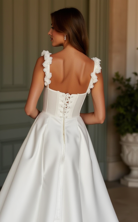 A-Line Wedding Dress with an Asymmetrical Design for a Modern Feel