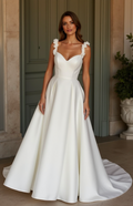 A-Line Wedding Dress with an Asymmetrical Design for a Modern Feel