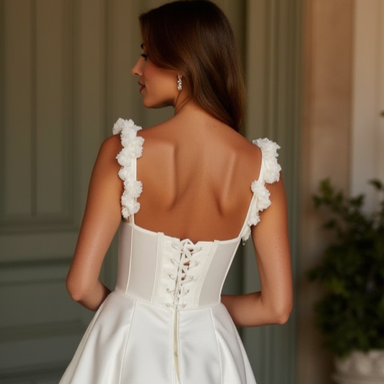 A-Line Wedding Dress with an Asymmetrical Design for a Modern Feel