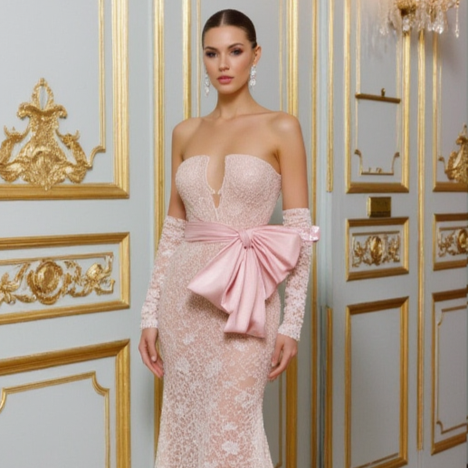 Stunning A-Line Gown with a Lace Overlay for a Delicate Touch