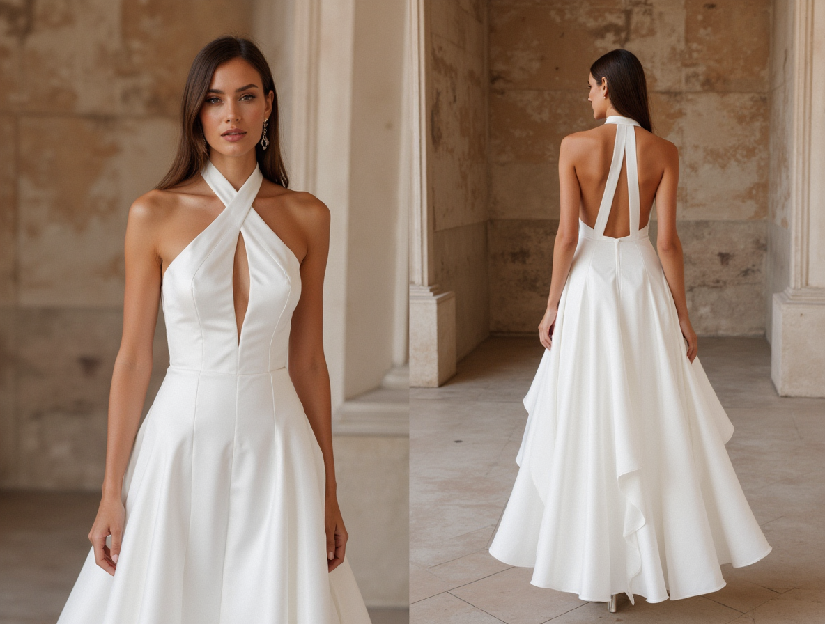 Halter Neck A-Line Wedding Dress with Keyhole Detail