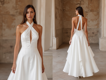 Halter Neck A-Line Wedding Dress with Keyhole Detail