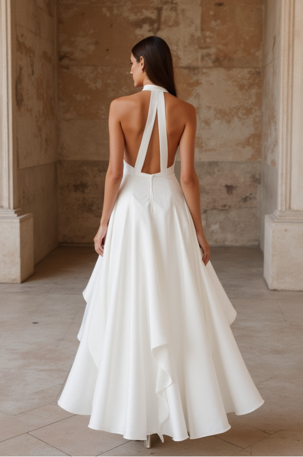 Halter Neck A-Line Wedding Dress with Keyhole Detail