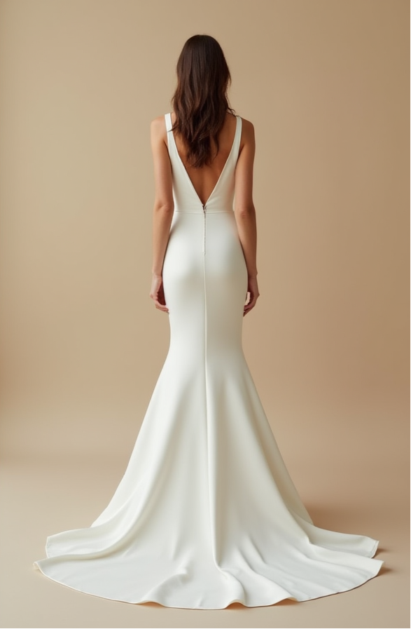 Modern Ivory Wedding Dress with Train and Slit