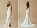 Modern Ivory Wedding Dress with Train and Slit