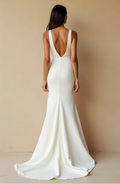 Minimalist Plunging Ivory Wedding Gown