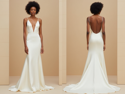 Elegant Satin Wedding Dress with Thin Straps