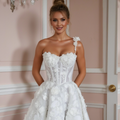 Modern Short Wedding Dress and Mini Dress with a One-Shoulder Design